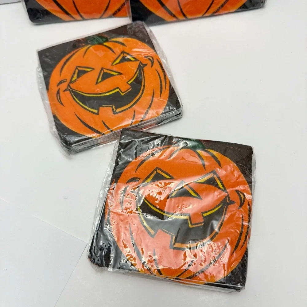 Vintage Trend Setters Jack-o'-lantern Pumpkin Paper Napkins Lot Of 4 Packages